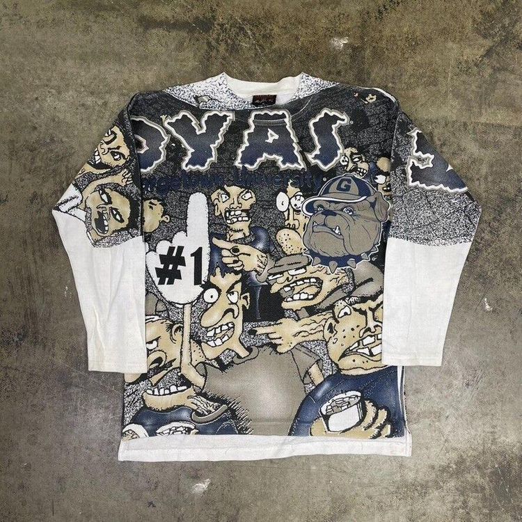 College Sweatshirt 90s Georgetown University Graphic Navy Mens Medium image 1