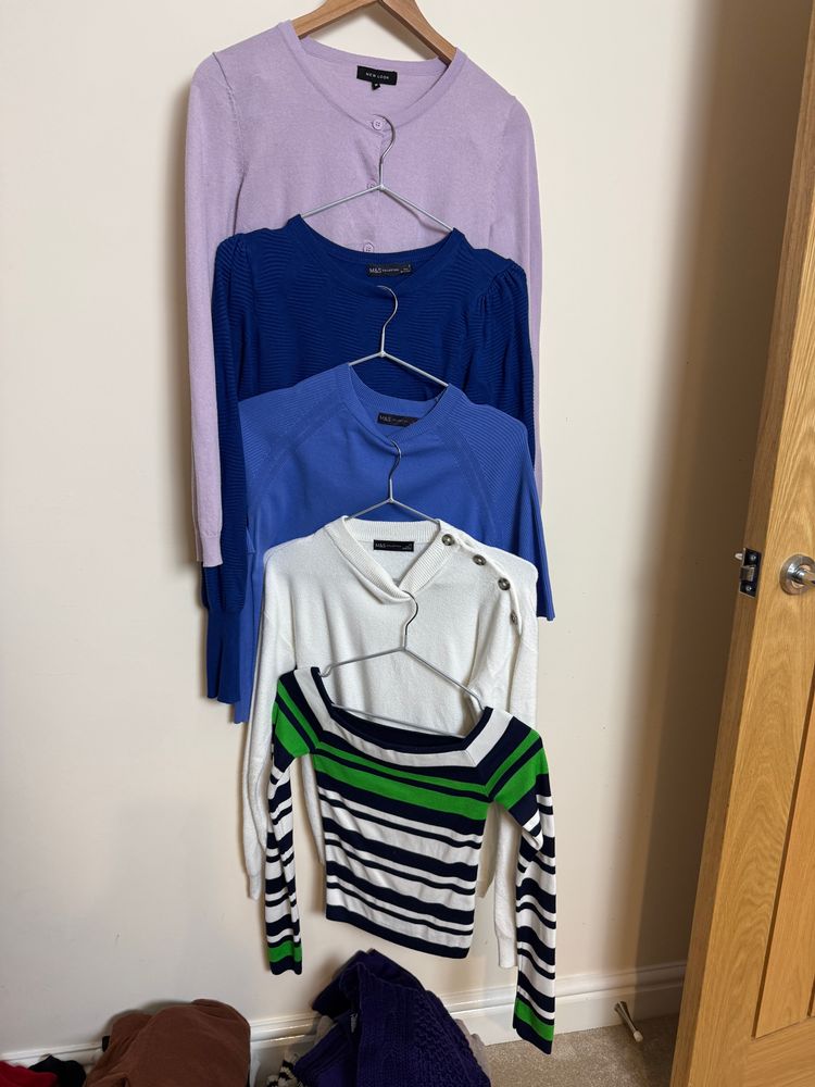 New Look And M&S Blue And White Knit Tops x 5