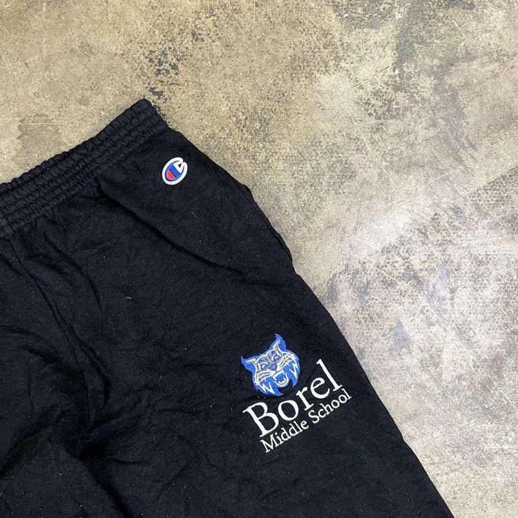 Champion Tracksuit Bottoms Y2K College Vintage Joggers, Black, Womens Medium 4