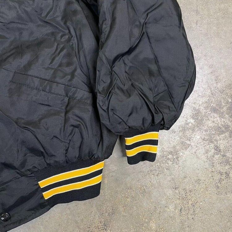 Vintage Bomber Jacket Satin USA Baseball 90s Sports Coat Black Mens XL image 4