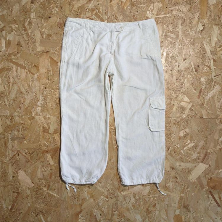 Retro Lacoste 3/4 Summer Linen Trousers - Size 12 - White image 1