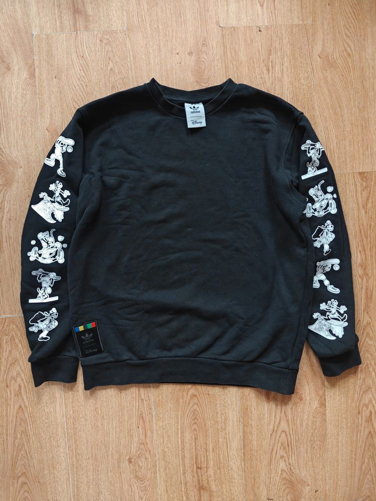 Adidas Orginals x disney goofy bluza męska crewneck czarna bawełna m 53x66cm