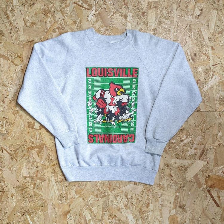 Vintage oneita NCAA Louisville Cardinals Jumper Sweatshirt Made in USA - L Grey