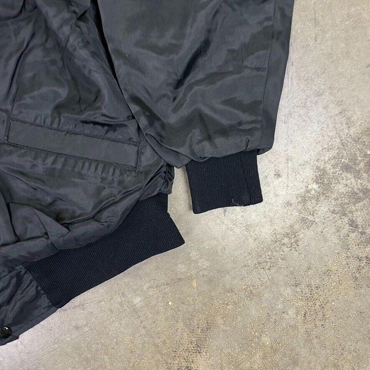 Vintage Bomber Jacket Satin USA Baseball 90s Sports Coat Black Mens XL image 2