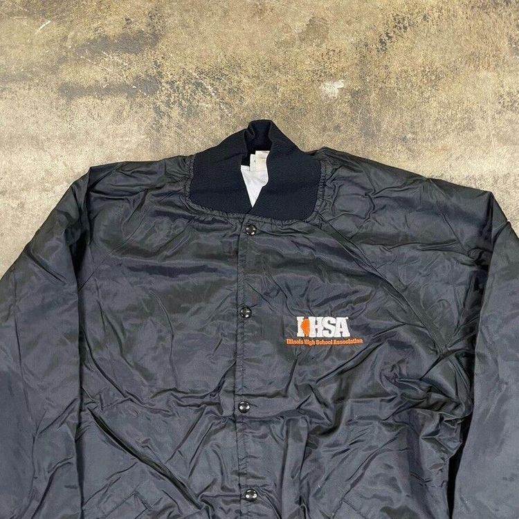 Vintage Bomber Jacket Satin USA Baseball 90s Sports Coat Black Mens XL image 4