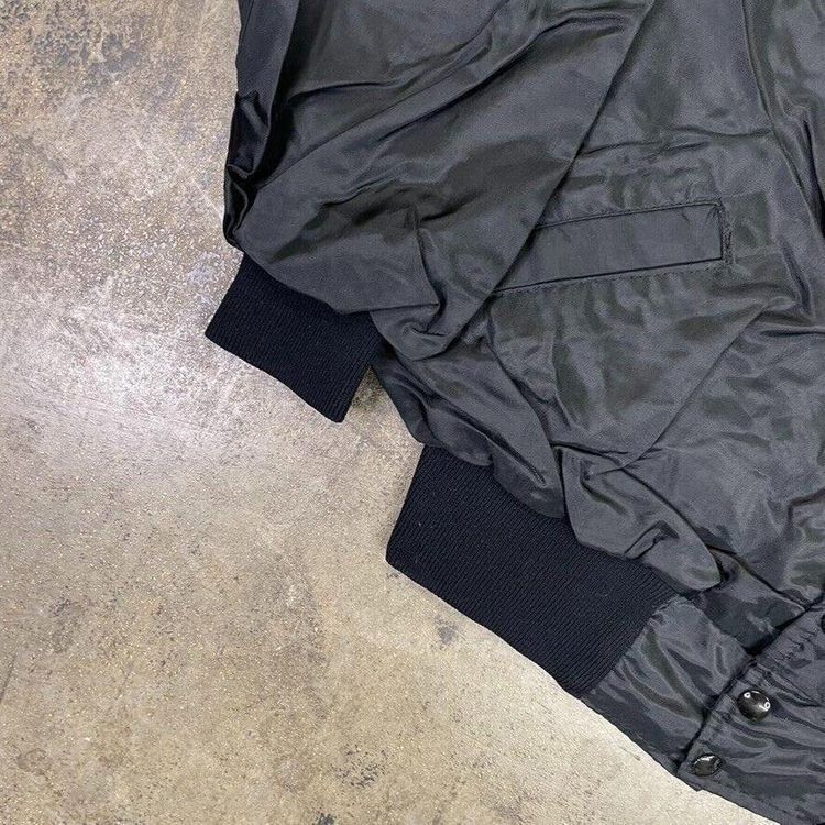 Vintage Bomber Jacket Satin USA Baseball 90s Sports Coat Black Mens XL image 3