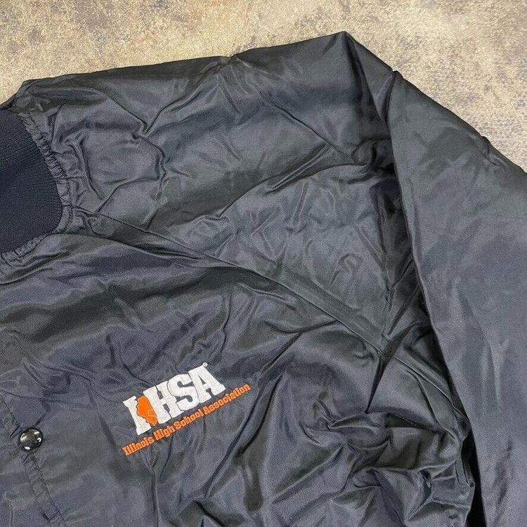 Vintage Bomber Jacket Satin USA Baseball 90s Sports Coat Black Mens XL image 5