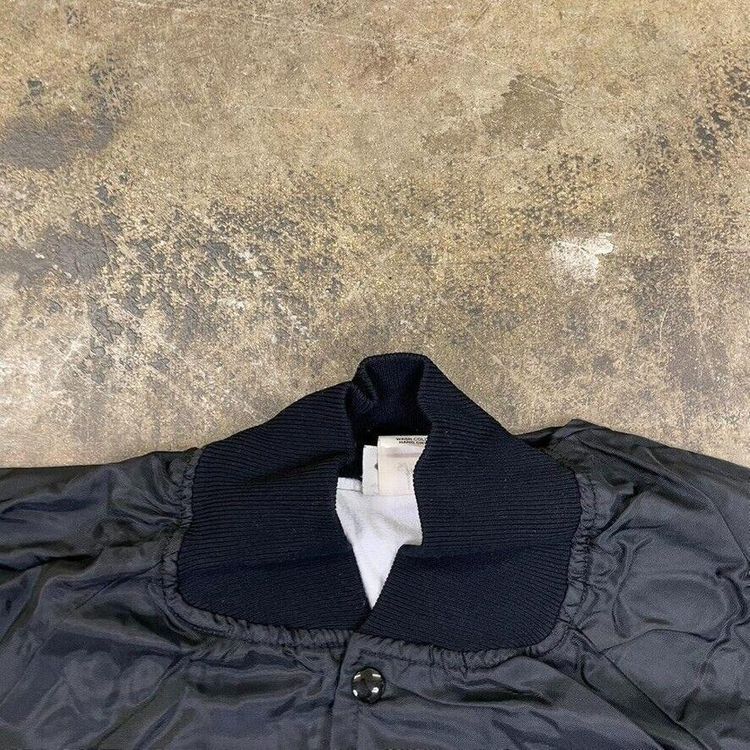 Vintage Bomber Jacket Satin USA Baseball 90s Sports Coat Black Mens XL image 6