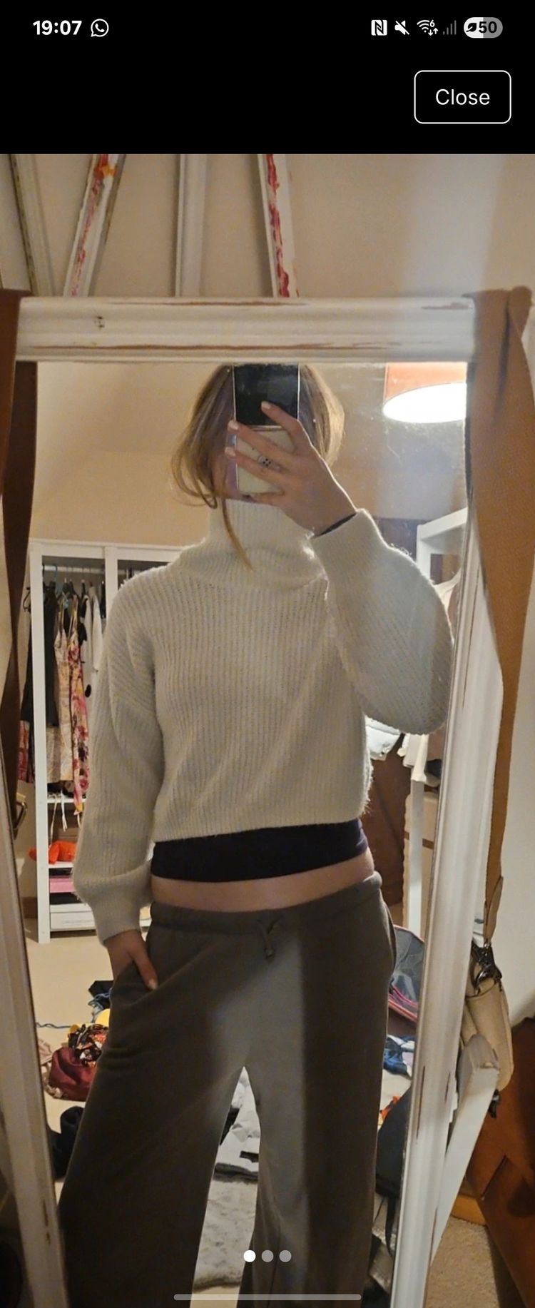 White Ribbed Turtleneck Sweater