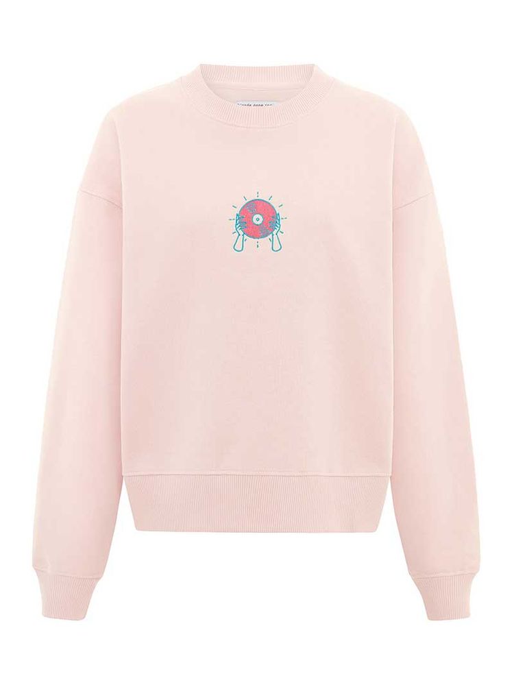 Disco Cult Embroidered Sweatshirt, Organic Cotton, in Pink imagen 2