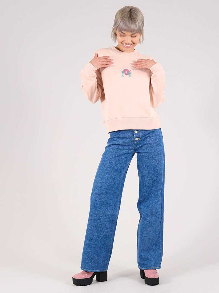 Disco Cult Embroidered Sweatshirt, Organic Cotton, in Pink imagen 6