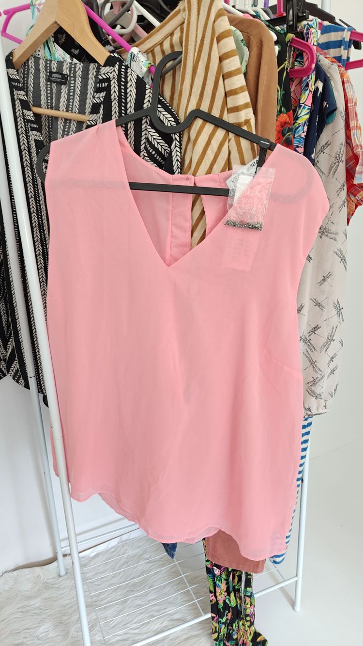 Pink Sleeveless Blouse