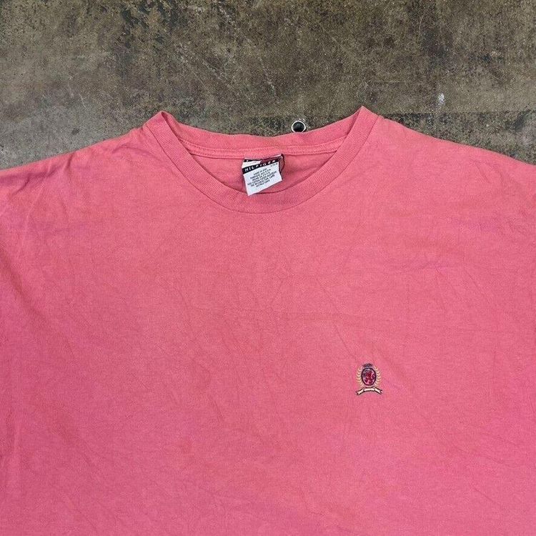 Tommy Hilfiger T-Shirt 90s Vintage Crest USA Tee, Pink, Mens Large image 2