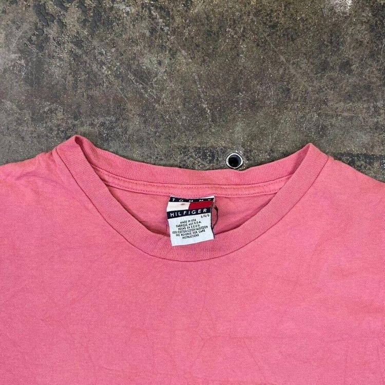 Tommy Hilfiger T-Shirt 90s Vintage Crest USA Tee, Pink, Mens Large image 5