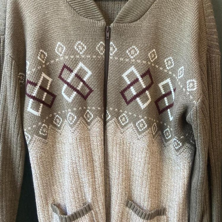 Vintage Zip Up Patterned Cardigan image 6