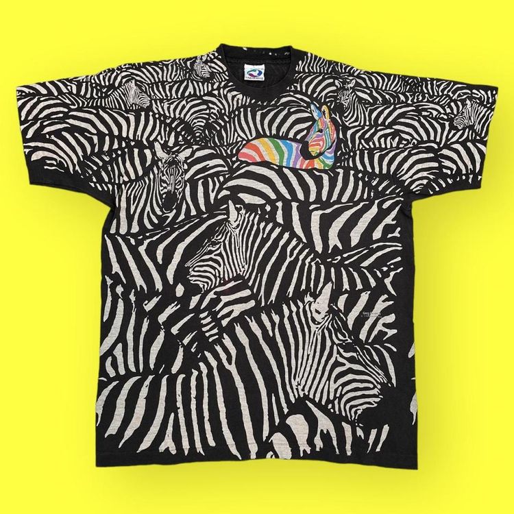 liquid blue Vintage 1993 Zebra All Over Print Liquid Blue Single Stitch T Shirt product image