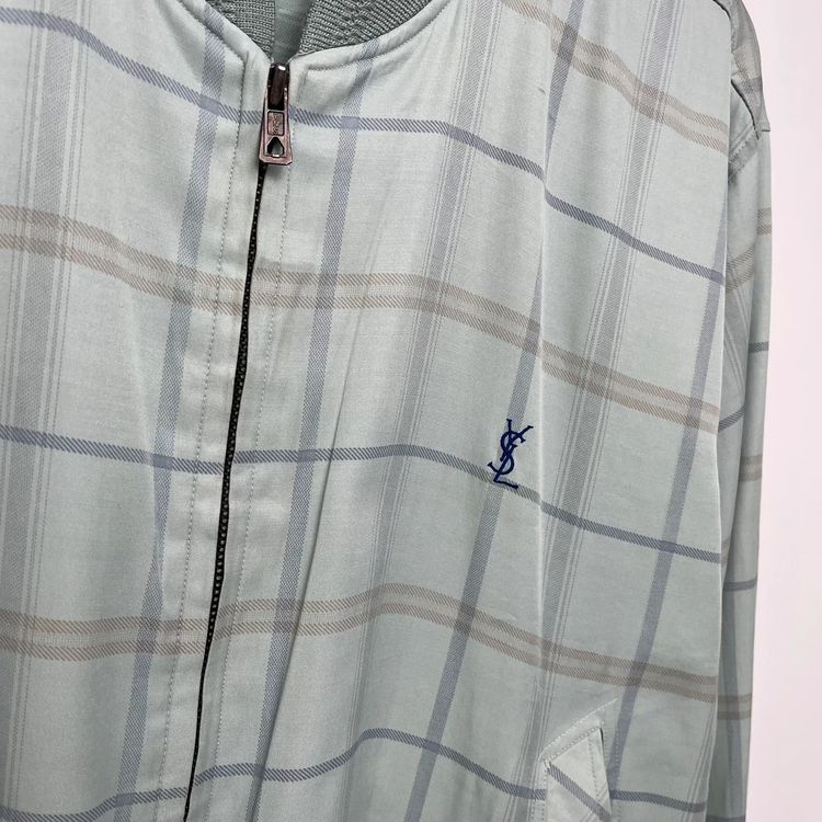 YSL Green Checked Bomber Jacket image 3
