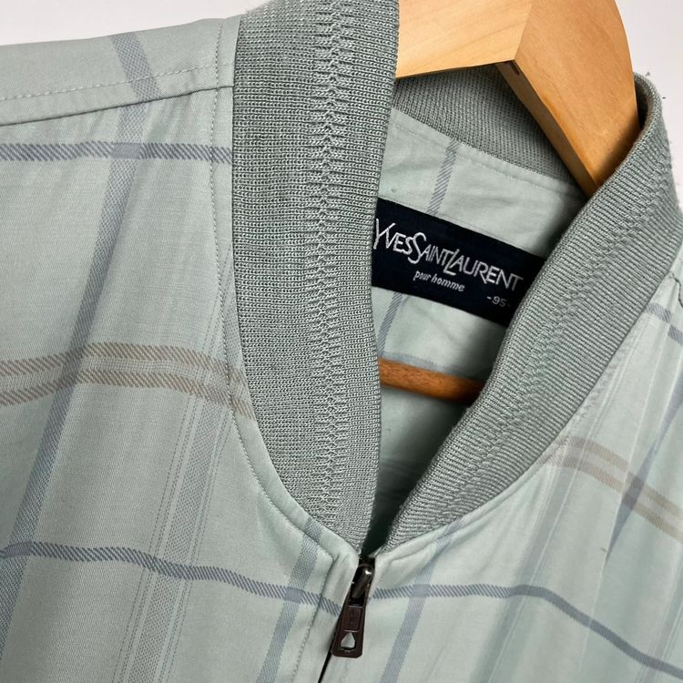 YSL Green Checked Bomber Jacket image 2
