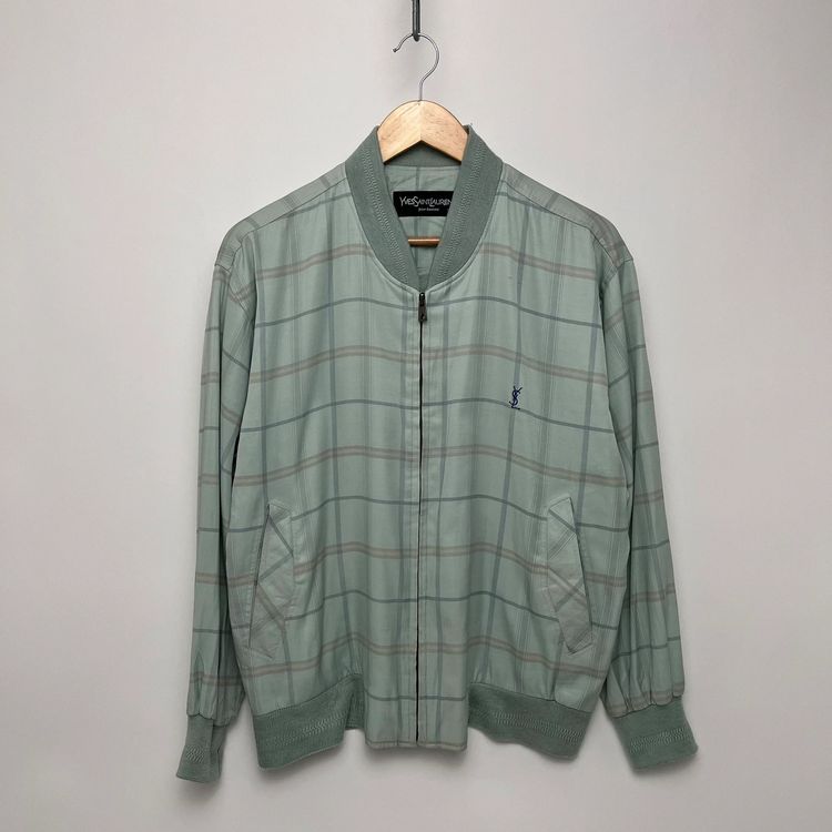 YSL Green Checked Bomber Jacket image 1