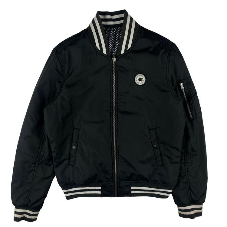 Converse Reversible Bomber Jacket Black / Polka Dot Womens Medium (UK6-8) image 1