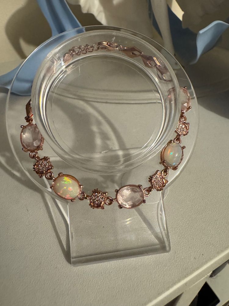 s925 Rose Gold Bracelet With Opal And Pink Stones