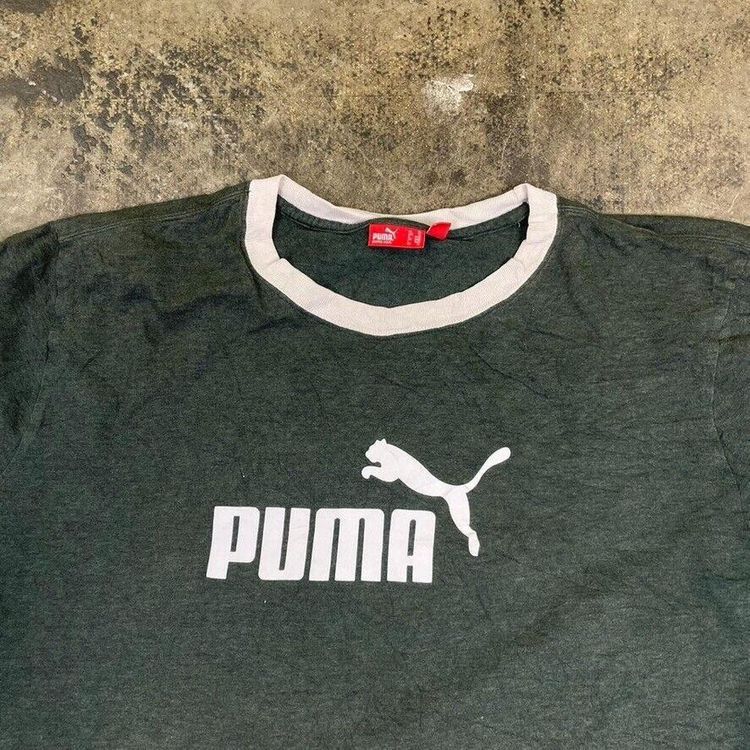 Puma T-Shirt Y2K Spellout Vintage Logo Sports Tee, Green, Mens XL 2