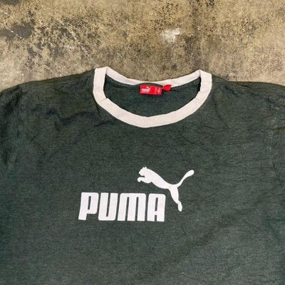 Puma T-Shirt Y2K Spellout Vintage Logo Sports Tee, Green, Mens XL 2