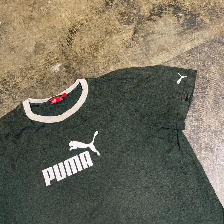 Puma T-Shirt Y2K Spellout Vintage Logo Sports Tee, Green, Mens XL 3