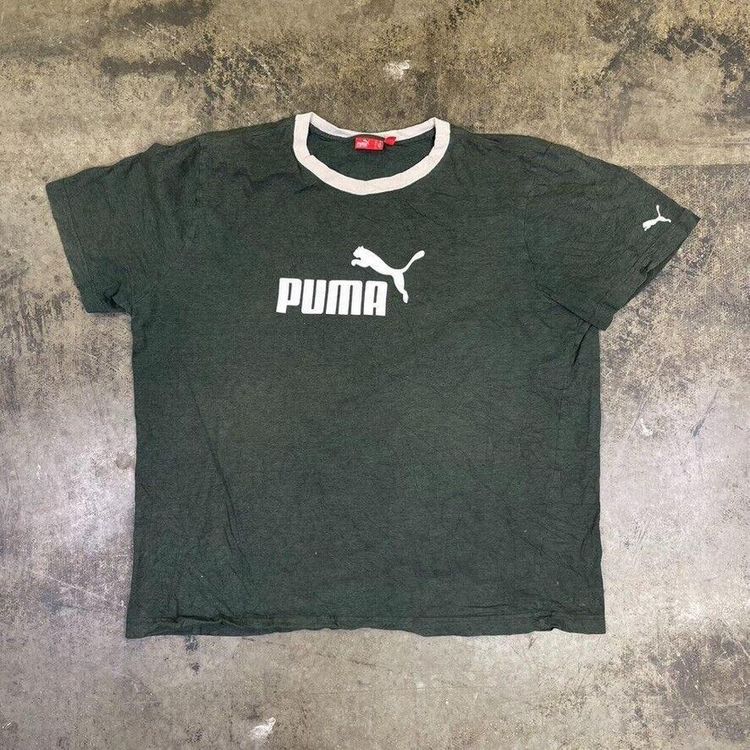 Puma T-Shirt Y2K Spellout Vintage Logo Sports Tee, Green, Mens XL