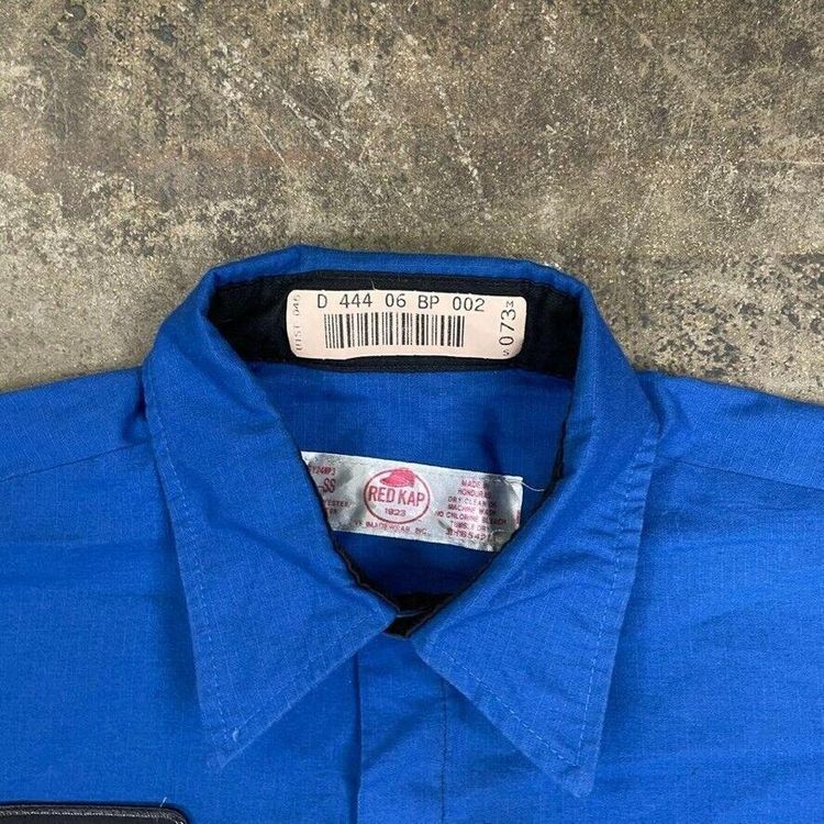 Red Kap Work Shirt Workwear Mechanic Button Down, Black Blue, Mens Large 4