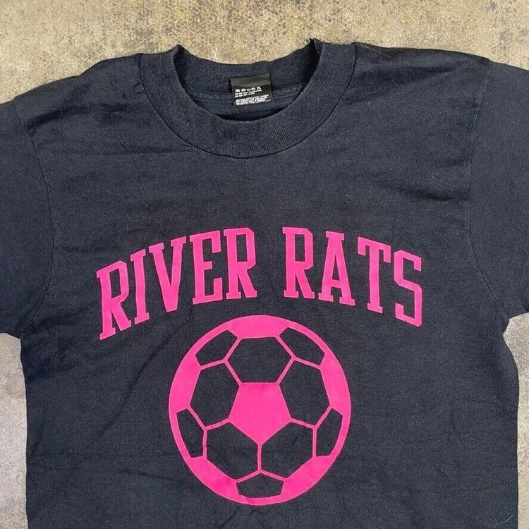 Football T-Shirt Vintage Graphic Sports Soccer 90s Tee, Black, Mens Small 2