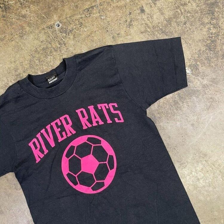 Football T-Shirt Vintage Graphic Sports Soccer 90s Tee, Black, Mens Small 3