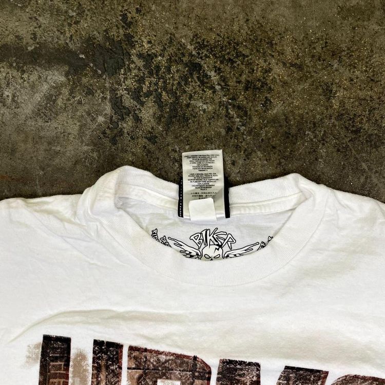 Harley Davidson T-Shirt Y2K Eagle Flame Biker Graphic Tee, White, Mens Large image 6