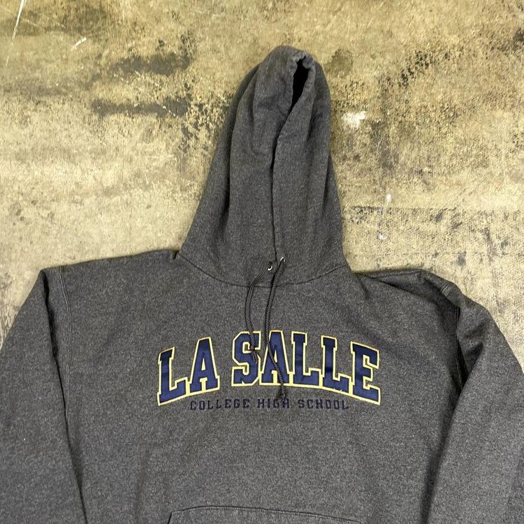 Champion College Hoodie Graphic USA Y2K Sweatshirt, Grey Mens XL 4