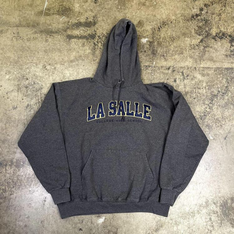 Champion College Hoodie Graphic USA Y2K Sweatshirt, Grey Mens XL