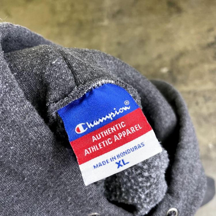 Champion College Hoodie Graphic USA Y2K Sweatshirt, Grey Mens XL 8