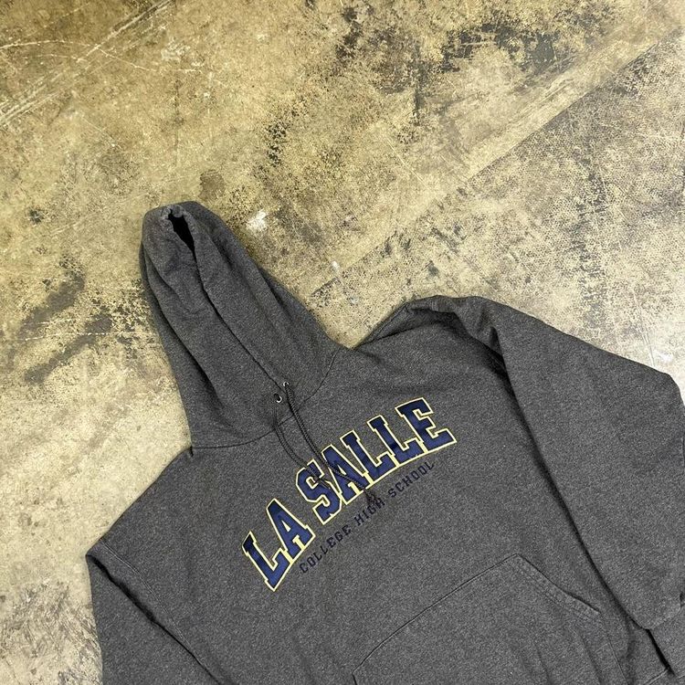 Champion College Hoodie Graphic USA Y2K Sweatshirt, Grey Mens XL 5