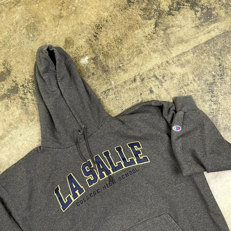Champion College Hoodie Graphic USA Y2K Sweatshirt, Grey Mens XL 7
