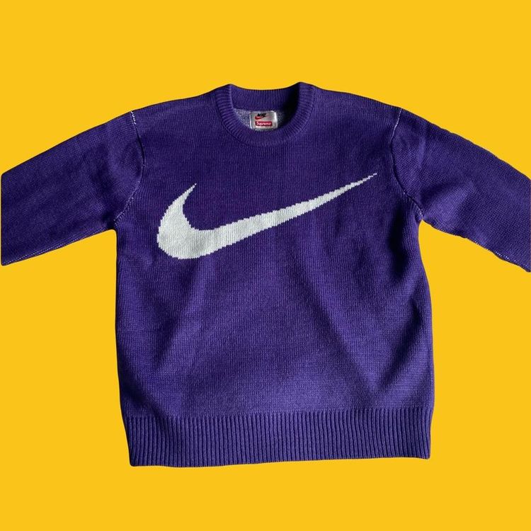 Supreme x Nike purple swoosh knitted sweater image 1