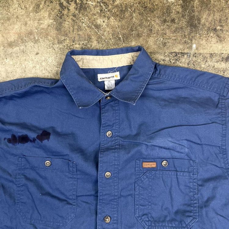 Carhartt Shirt USA Short Sleeve Workwear Western Shirt, Blue, Mens XL 2