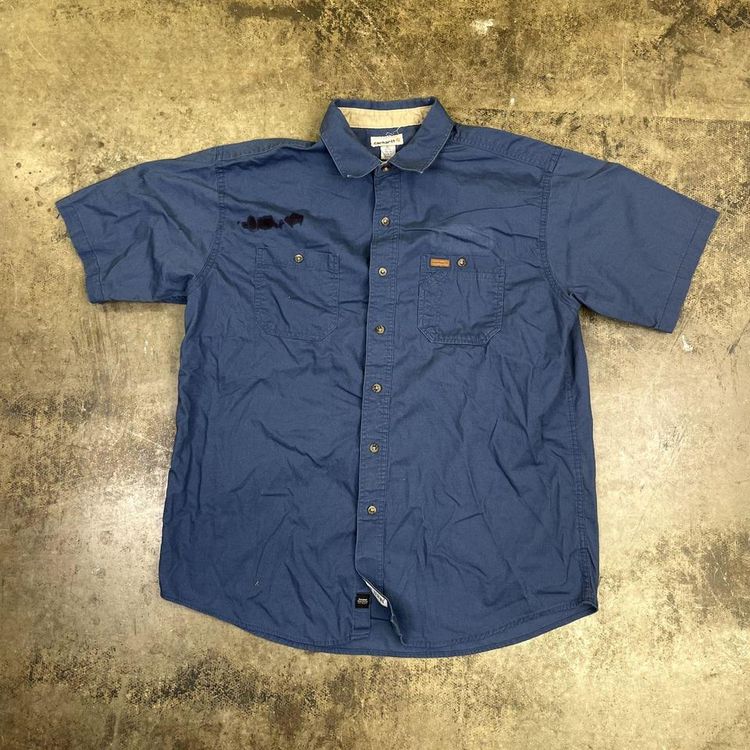 Carhartt Shirt USA Short Sleeve Workwear Western Shirt, Blue, Mens XL