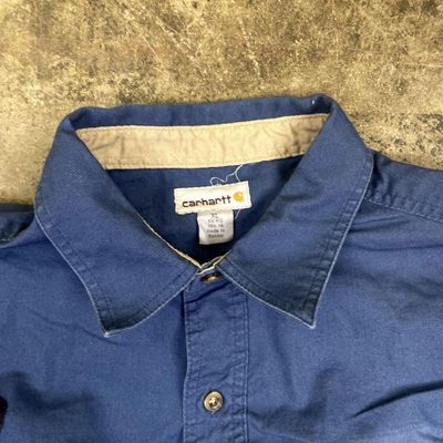 Carhartt Shirt USA Short Sleeve Workwear Western Shirt, Blue, Mens XL 4
