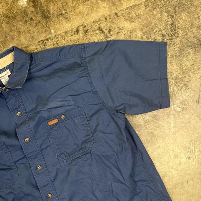 Carhartt Shirt USA Short Sleeve Workwear Western Shirt, Blue, Mens XL 6