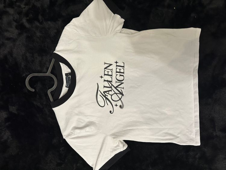 White T-Shirt With Black Collar And Sleeve Edges