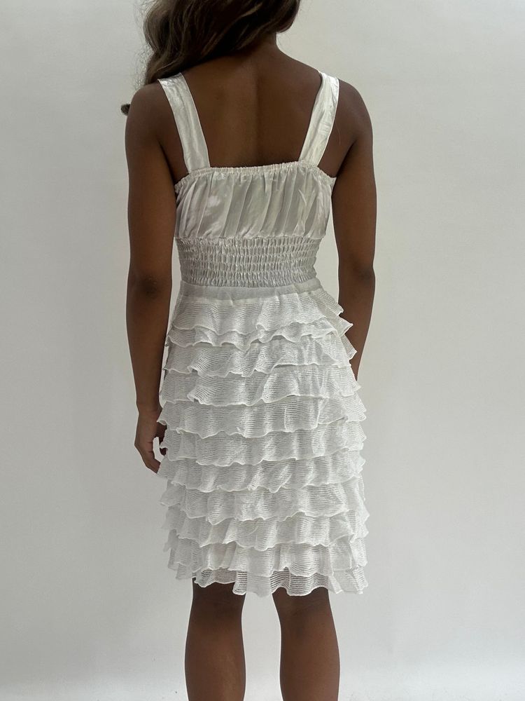 wedding guest drop | small white pleated mini dress image 2