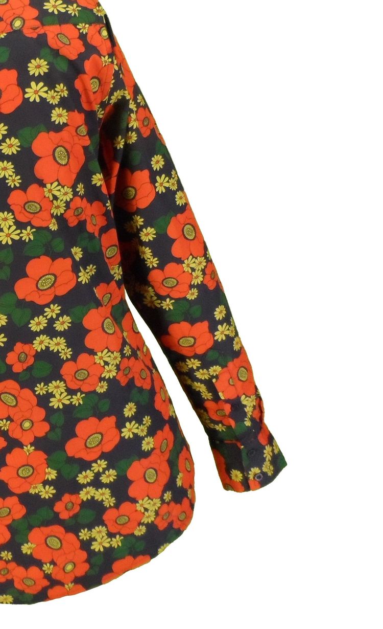 Mazeys Mens Retro Black Floral Poppy Shirt image 4