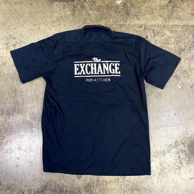 Dickies Shirt Y2K Short Sleeve Button Up Workwear Top, Navy Blue, Mens Large image 1