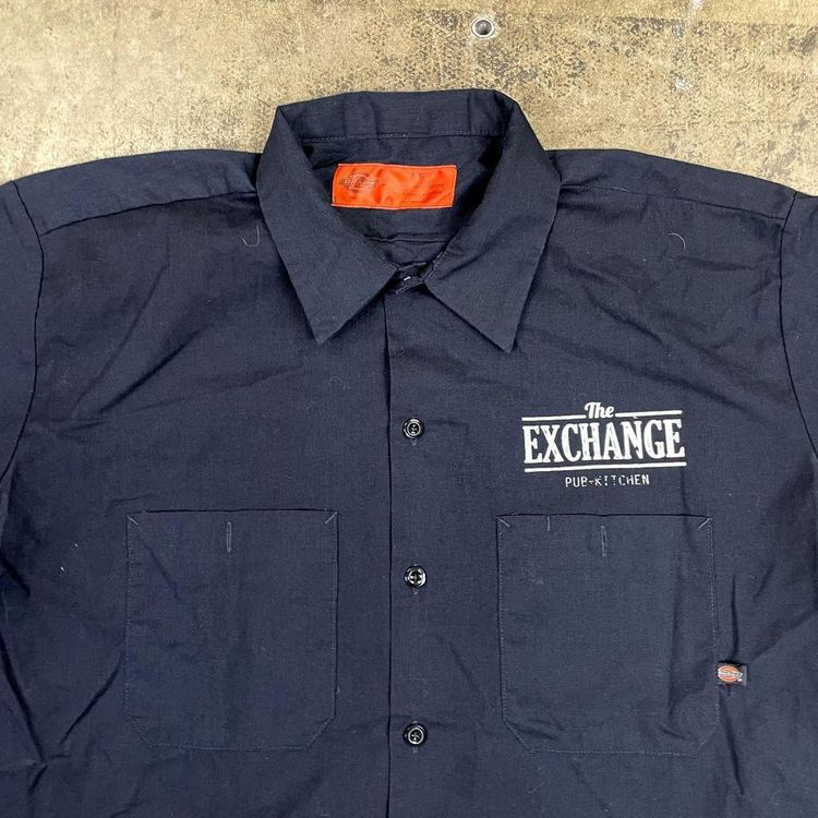 Dickies Shirt Y2K Short Sleeve Button Up Workwear Top, Navy Blue, Mens Large image 3