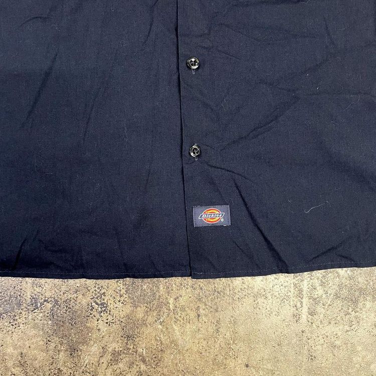 Dickies Shirt Y2K Short Sleeve Button Up Workwear Top, Navy Blue, Mens Large image 5