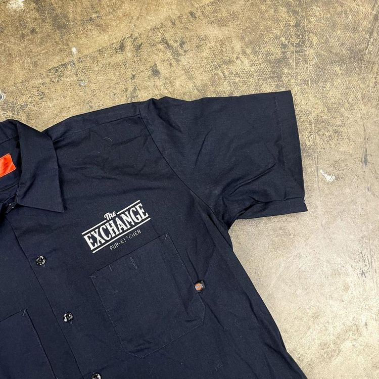 Dickies Shirt Y2K Short Sleeve Button Up Workwear Top, Navy Blue, Mens Large image 8